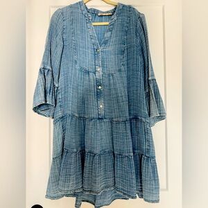 Faherty Gauze Tiered Dress, M